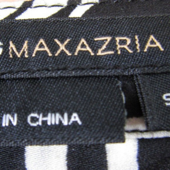 Black White Blouse Tiger Stripes, BCBGMAXAZRI, Button Long Sleeve Office Size S - Picture 14 of 15